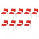 Ver imagem 1 de Cadeira Iso Base Branco Escola, Escritório Vermelho Kit 9 Un