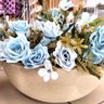 Jogo Buquê Mini Rosas Azul Tiffany 5 Flores Folhagens Realistas 2 Unidades 30cm - 2