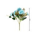 Ver imagem 4 de Jogo Buquê Mini Rosas Azul Tiffany 5 Flores Folhagens Realistas 2 Unidades 30cm