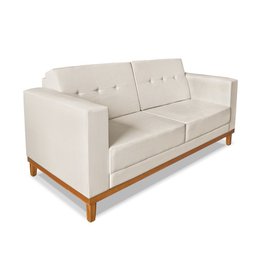 Sofa Beny 3 Lugares Suede Bege Soft Encosto Inclinado Madeira Prima Deccor - 2