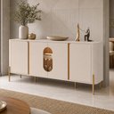Ver imagem 1 de Aparador Buffet para Sala de Jantar 4 Portas 180cm Orgânico Industrial Bessa B02 Off White