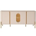 Ver imagem 2 de Aparador Buffet para Sala de Jantar 4 Portas 180cm Orgânico Industrial Bessa B02 Off White