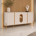 Ver imagem 3 de Aparador Buffet para Sala de Jantar 4 Portas 180cm Orgânico Industrial Bessa B02 Off White