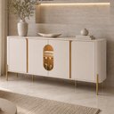 Ver imagem 4 de Aparador Buffet para Sala de Jantar 4 Portas 180cm Orgânico Industrial Bessa B02 Off White