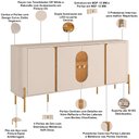 Ver imagem 5 de Aparador Buffet para Sala de Jantar 4 Portas 180cm Orgânico Industrial Bessa B02 Off White