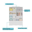 Ver imagem 3 de Quarto Infantil Completo Encanto Guarda Roupa 4 Portas, Comoda 1 Porta e Berço Branco - Permobili