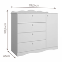 Ver imagem 5 de Quarto Infantil Completo Encanto Guarda Roupa 4 Portas, Comoda 1 Porta e Berço Branco - Permobili