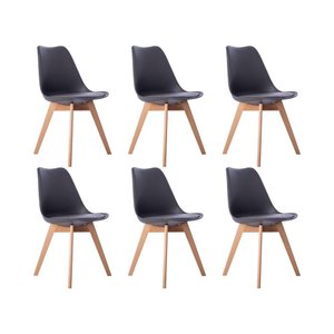 Kit 06 Cadeira Leda Eames Jantar Cozinha com Assento Estofado Cinza