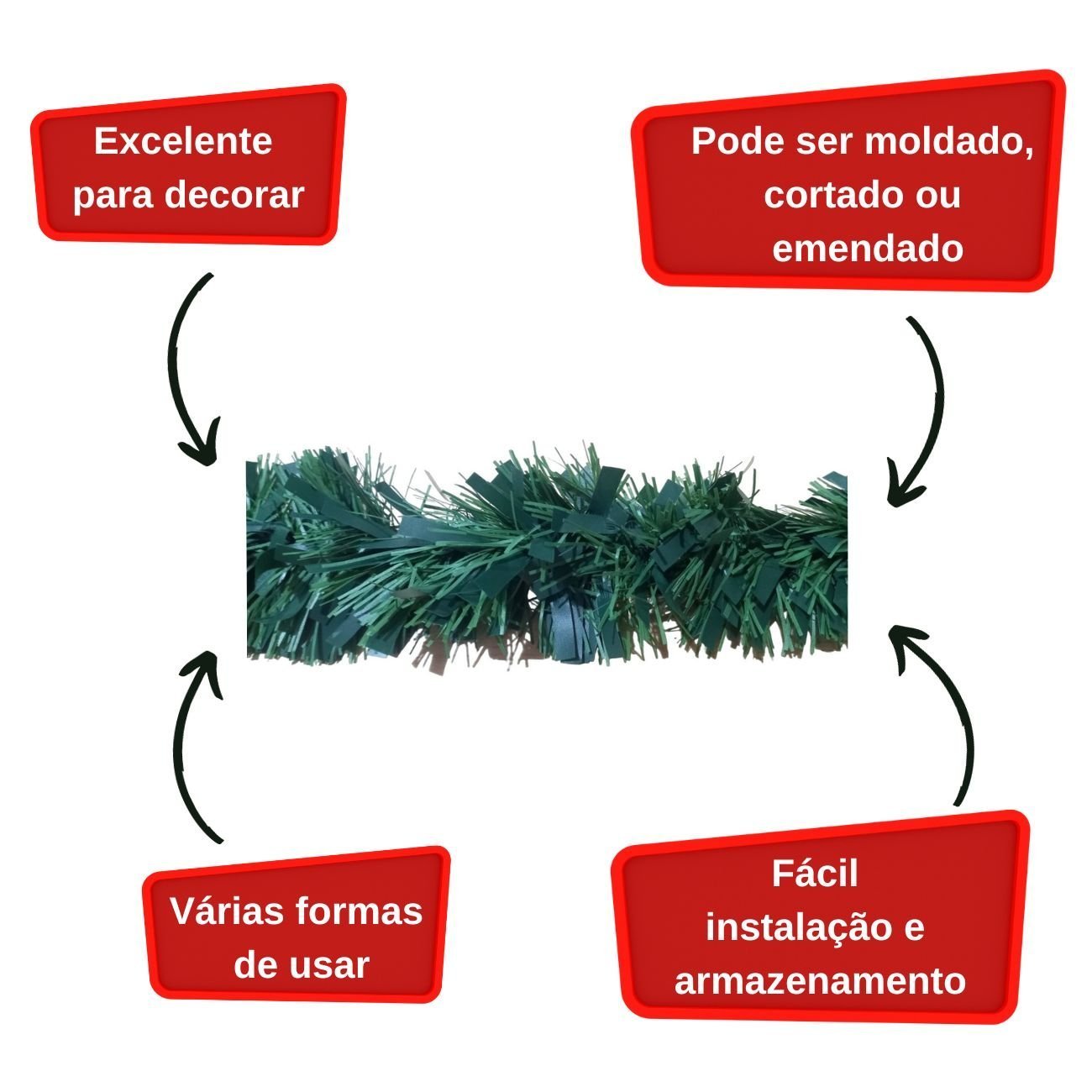 Festao de Natal 2m 7 Fitas Opaco Verde | Wxd50:verde - 4