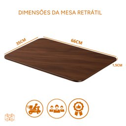 Transforme Seu Espaço: Mesa Retrátil Amadeirada 66x35x1,5 – Perfeita para Cozinhas e Escritórios! - 3