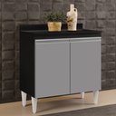 Ver imagem 3 de Balcão Gabinete 80cm 2 Portas Hawai Preto/Cinza - Lumil Móveis