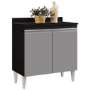 Ver imagem 1 de Balcão Gabinete 80cm 2 Portas Hawai Preto/Cinza - Lumil Móveis