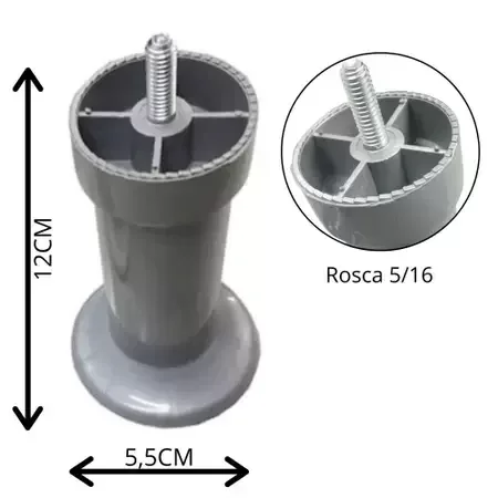 Kit 14 Pés Cinza Cama Box com 13 Cm de Altura - 6