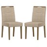 Cadeira para Mesa de Jantar Lectus Kit 2 Peças Amendoa Linho Areia – New Ceval - 1