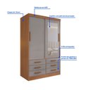 Ver imagem 6 de Guarda-Roupa 2 Portas de Correr com Espelho e 6 Gavetas Meridian Gold Cinamomo/Off White