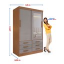 Ver imagem 3 de Guarda-Roupa 2 Portas de Correr com Espelho e 6 Gavetas Meridian Gold Cinamomo/Off White