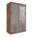 Ver imagem 2 de Guarda-Roupa 2 Portas de Correr com Espelho e 6 Gavetas Meridian Gold Cinamomo/Off White