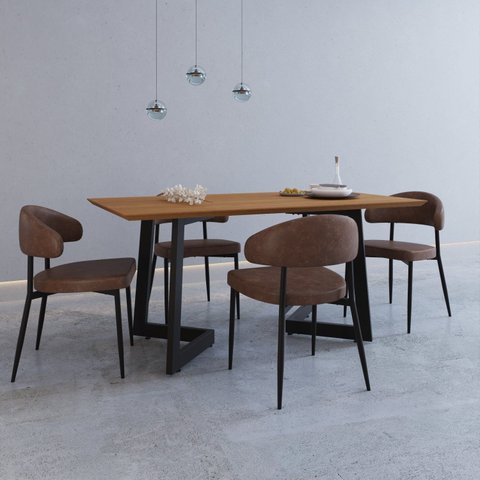 Conjunto para Cozinha com 4 Cadeiras Toronto Marrom/Whisky/Mel/Preto