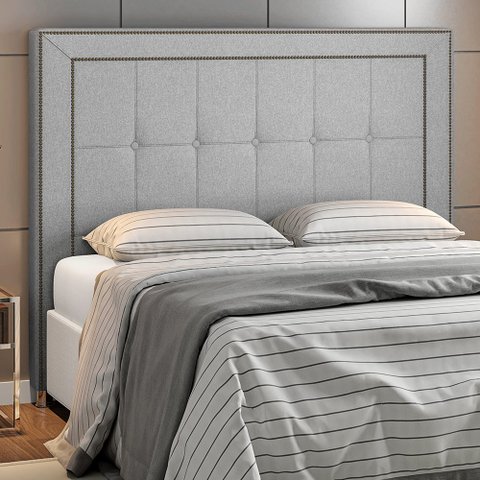 Cabeceira para Cama Box Queen 160cm Wellbe Linho Cinza - Sallar Home
