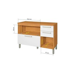 Cozinha Completa Burguesa Premium 4 Peças (2 Armários + 2 Balcões) C4P14 Freijó/Branco - Nesher - 4