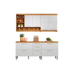 Cozinha Completa Burguesa Premium 4 Peças (2 Armários + 2 Balcões) C4P14 Freijó/Branco - Nesher - 1