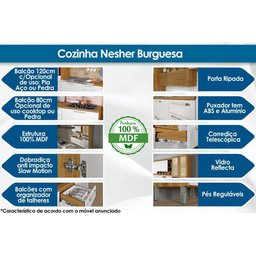 Cozinha Completa Burguesa Premium 4 Peças (2 Armários + 2 Balcões) C4P14 Freijó/Branco - Nesher - 2