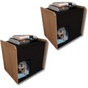 Ver imagem 1 de Kit 2 Mesa de Cabeceira Cama Pet Cães 45x55x60 Preto e Amadeirado