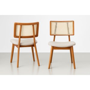 Cadeiras Madeira Maciça com Telinha - Zara - Requinte Salas