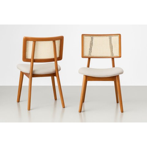 Cadeiras Madeira Maciça com Telinha - Zara - Requinte Salas