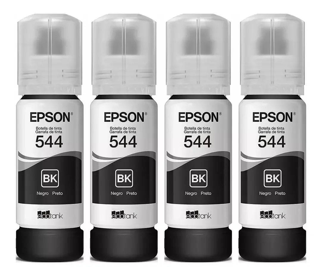 Kit 4 Tintas Epson 544 T544 Preto para Impressora L-3110 L-3150 L-3250 - Refill - 2