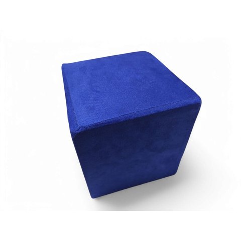 Mini Puff Banqueta Quadrado Cubo Decorativo Courino e Suede Azul Royal Suede