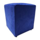 Ver imagem 3 de Mini Puff Banqueta Quadrado Cubo Decorativo Courino e Suede Azul Royal Suede