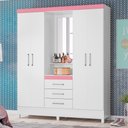 Ver imagem 1 de Guarda Roupa Casal Arezzo Branco/Rosa/Branco