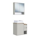 Ver imagem 2 de Conjunto Banheiro Gabinete com Cuba e Espelheira 3 Portas 2 Gavetas 60cm Multimóveis Crart-CON008