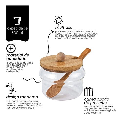 Açucareiro de vidro Fácil reposição Mimo Style 8 cm - 3