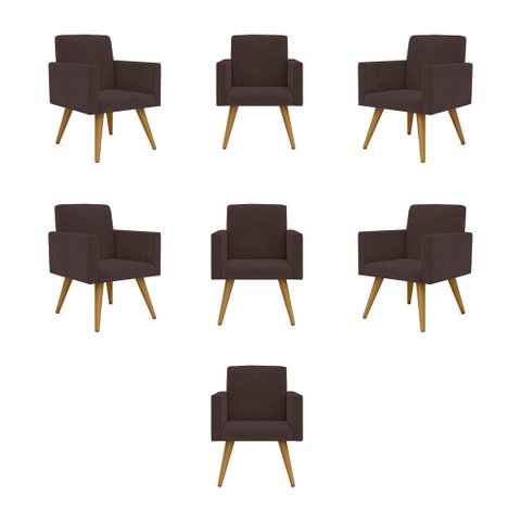 Kit 7 Poltronas Nina Decorativa para Recepção Balaqui Decor Cor:Marrom