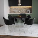 Ver imagem 1 de Mesa Jantar Redonda 90Cm Preta Clips 3 Pés Com 4 Poltronas Pretas Ferro Branco - Cor: Preto
