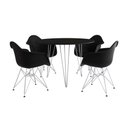Ver imagem 6 de Mesa Jantar Redonda 90Cm Preta Clips 3 Pés Com 4 Poltronas Pretas Ferro Branco - Cor: Preto