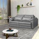 Ver imagem 1 de Sofá Decorativo Piece Bipartido Retrátil Sala de Estar 250cm Couro Cinza G58 - Gran Belo