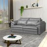 Sofá Decorativo Piece Bipartido Retrátil Sala de Estar 250cm Couro Cinza G58 - Gran Belo - 1