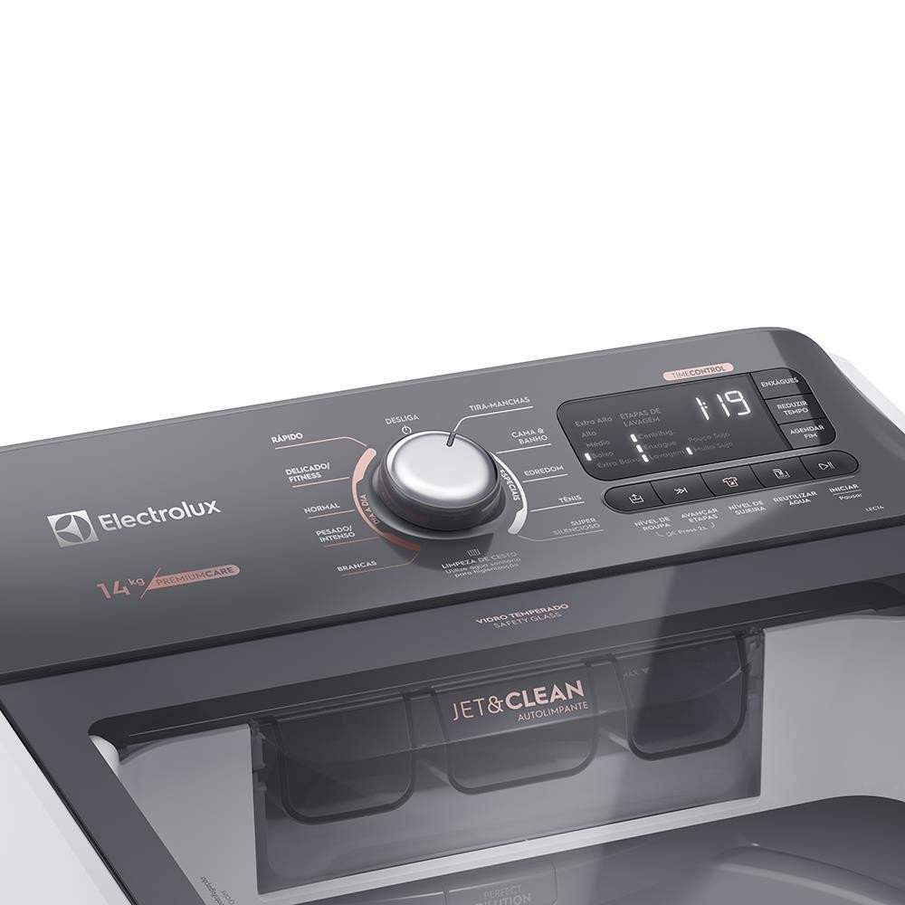 Lavadora de Roupas Electrolux LEC14 Premium Care com Cesto Inox, JeteClean e Time Control Branca 14k - 4