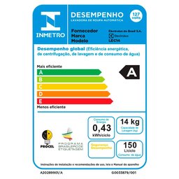 Lavadora de Roupas Electrolux LEC14 Premium Care com Cesto Inox, JeteClean e Time Control Branca 14k - 11