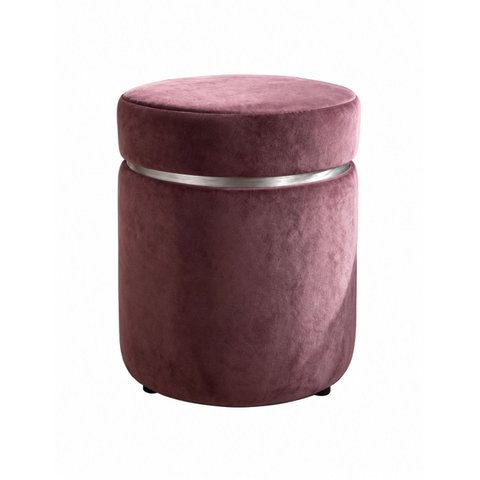 Puff Superior com Cinta Prata Marsala Rose Veludo - Let Móveis