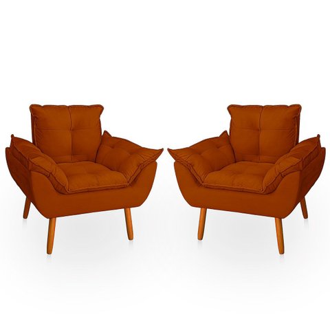 Kit 2 Poltrona Opala para Sala Confortável e Reforçada Suede