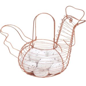 Cesto Galinha Porta Ovos Decorativo Aramado 18 Ovos Branco