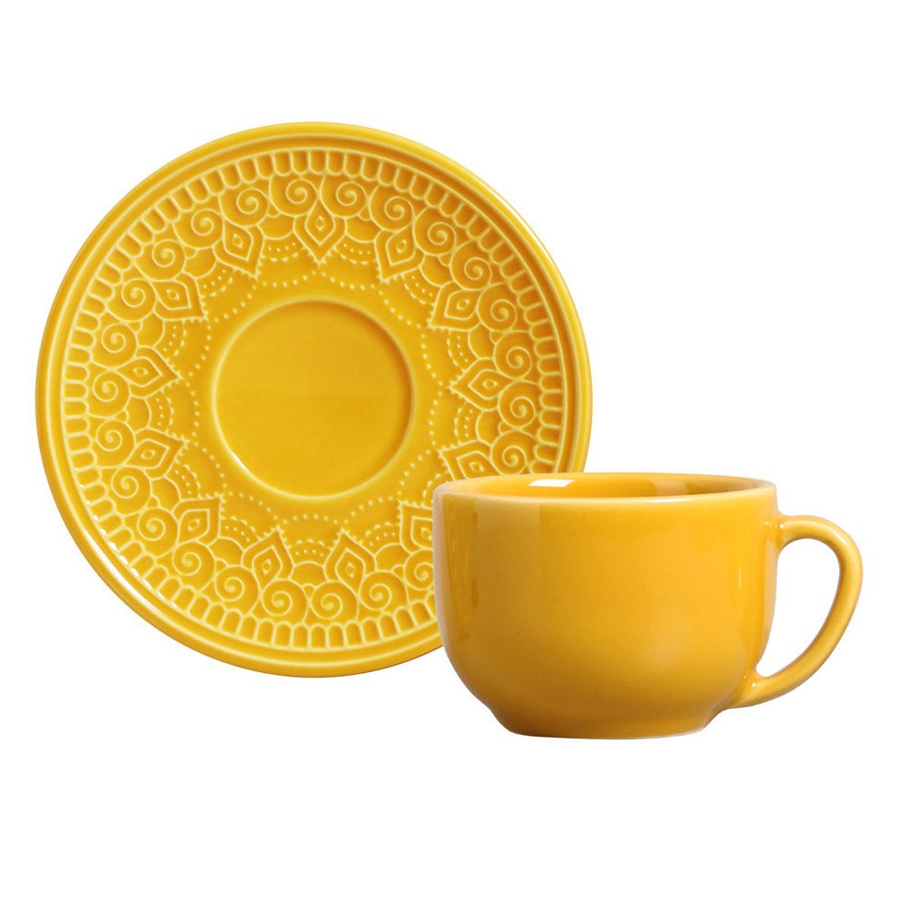 CONJUNTO DE XÍCARA DE CHÁ AGRA MOSTARDA 260ml 6UN PORTO BRASIL - 1