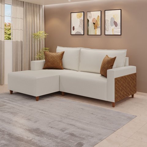 Sofá Linving com Chaise Confort 238cm 4 Lugares Milão
