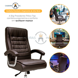 Cadeira de Escritório Presidente Alta Executiva Ergonômica Giratória Molas Ensacadas Pillow Top - 4