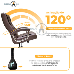 Cadeira de Escritório Presidente Alta Executiva Ergonômica Giratória Molas Ensacadas Pillow Top - 3