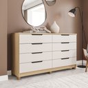 Ver imagem 1 de Cômoda 8 Gavetas 100% MDF Barcelona Bege/Off White/Carvalho